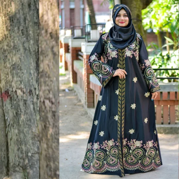 Borka Sequence Embroidery And Stone work Black