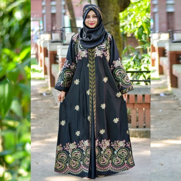 Borka Sequence Embroidery And Stone work Black