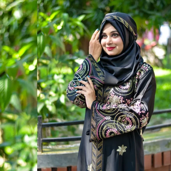 Borka Sequence Embroidery And Stone work Black