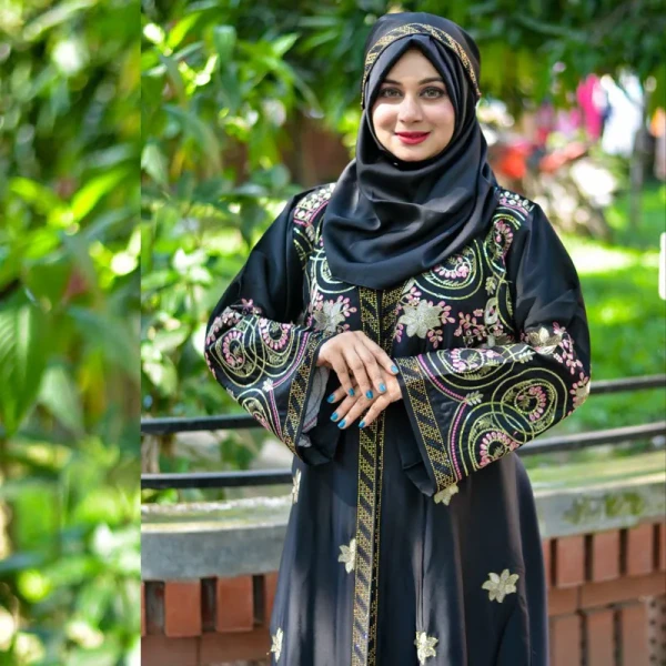 Borka Sequence Embroidery And Stone work Black