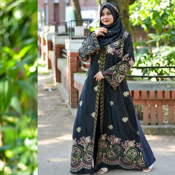 Borka Sequence Embroidery And Stone work Black