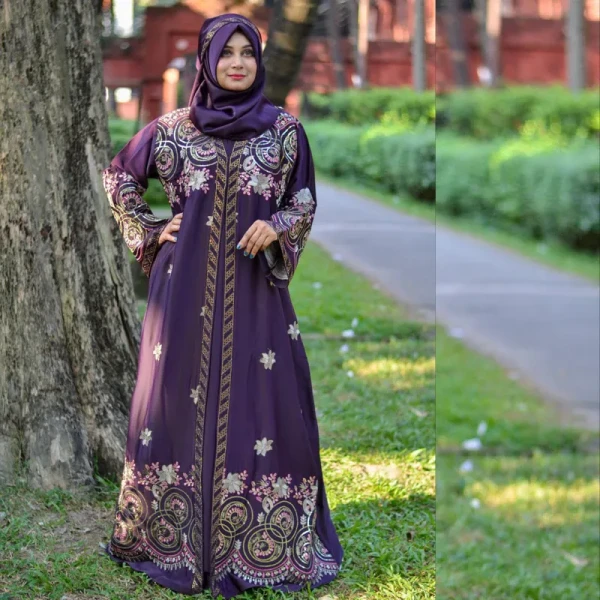Borka Sequence Embroidery And Stone work Purpule