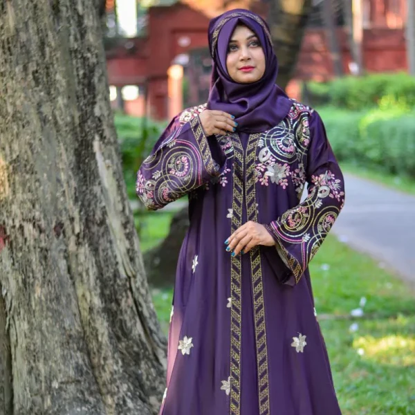 Borka Sequence Embroidery And Stone work Purpule