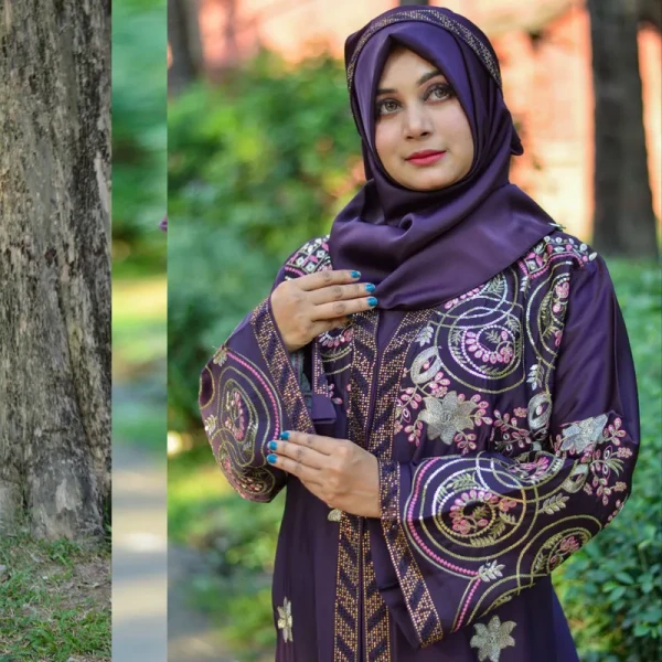 Borka Sequence Embroidery And Stone work Purpule