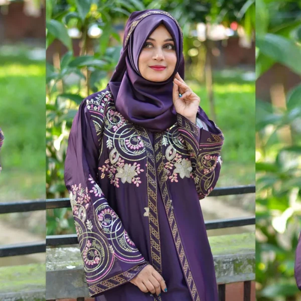 Borka Sequence Embroidery And Stone work Purpule