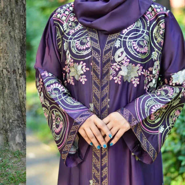 Borka Sequence Embroidery And Stone work Purpule