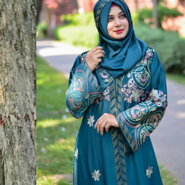 Borka Sequence Embroidery And Stone work Sea Green
