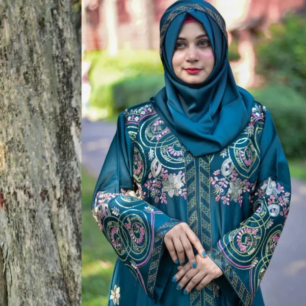 Borka Sequence Embroidery And Stone work Sea Green