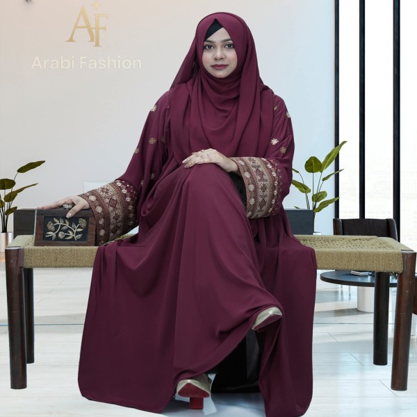 New stylish Abaya Borka Maroon1